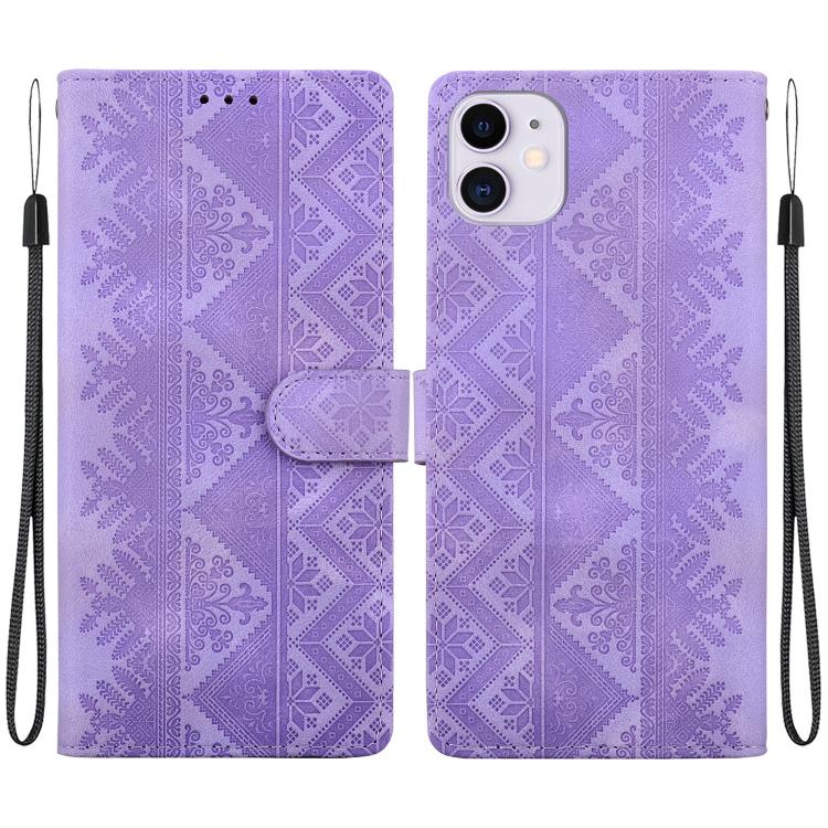 Custodia in ecopelle con motivo etnico per iPhone 11
