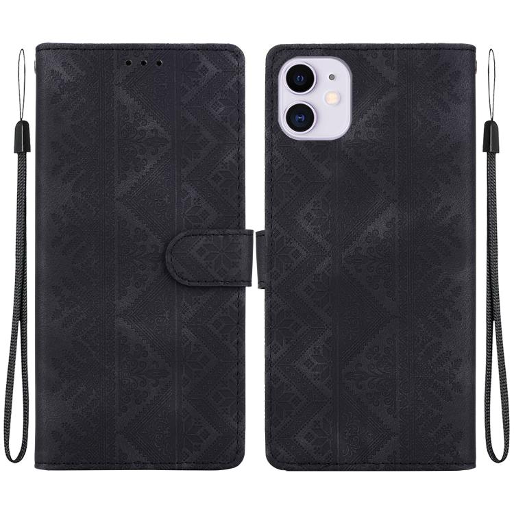 Custodia in ecopelle con motivo etnico per iPhone 11