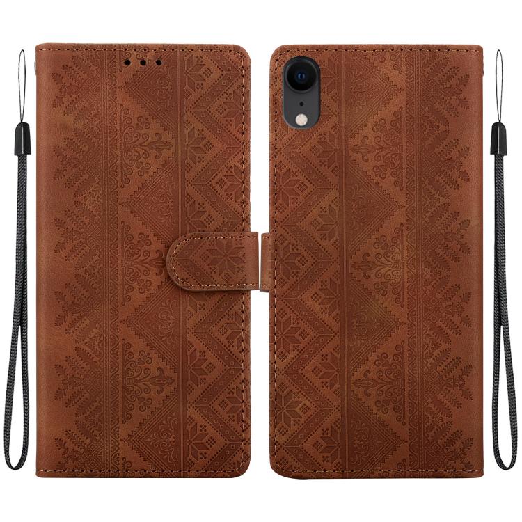 Custodia in ecopelle con motivo etnico per iPhone 11