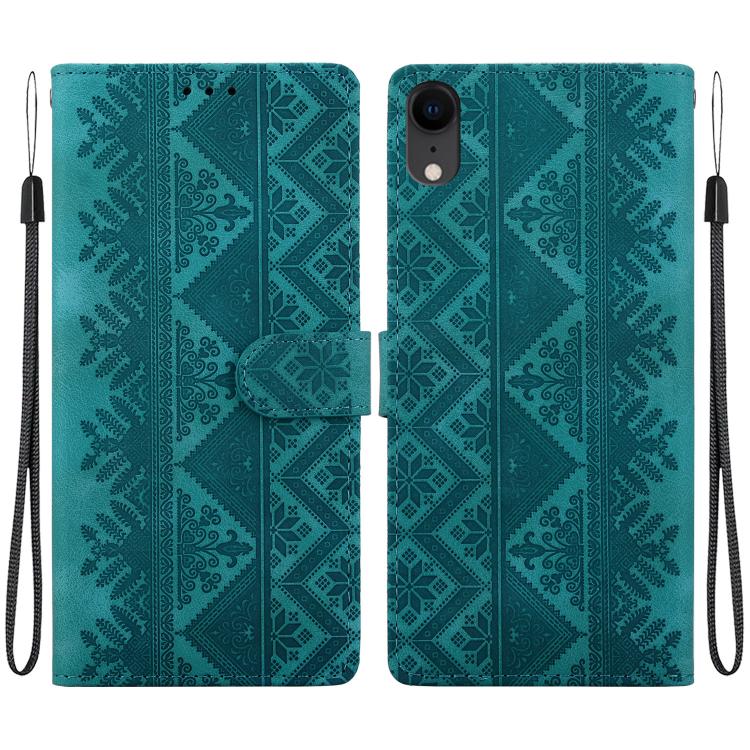 Custodia in ecopelle con motivo etnico per iPhone 11