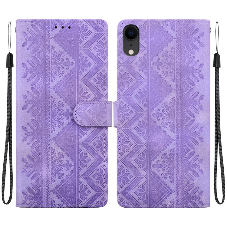 Custodia in ecopelle con motivo etnico per iPhone 11