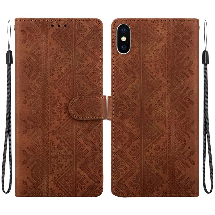 Custodia in ecopelle con motivo etnico per iPhone 11