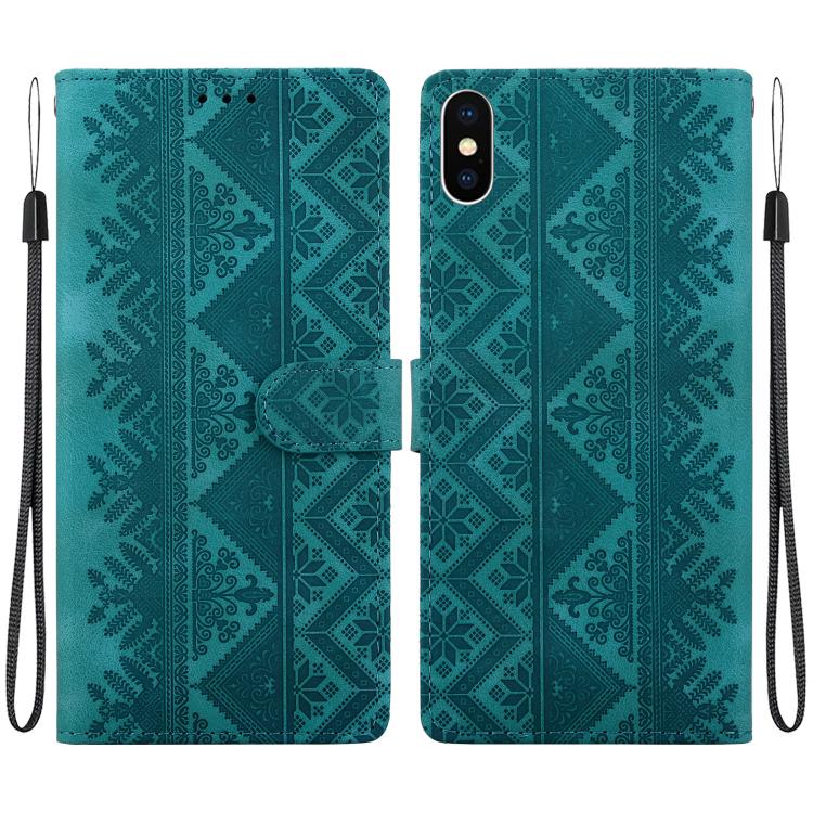 Custodia in ecopelle con motivo etnico per iPhone 11