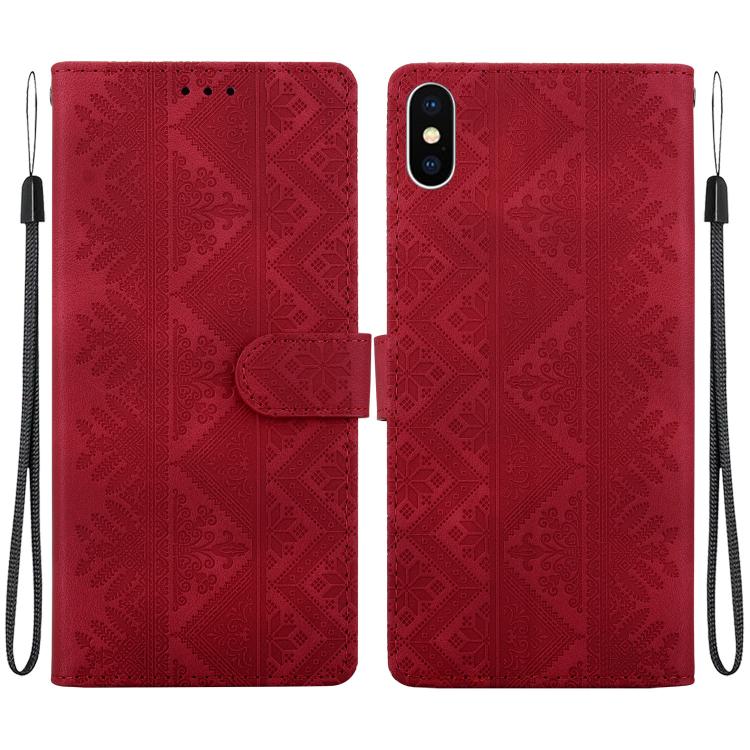 Custodia in ecopelle con motivo etnico per iPhone 11