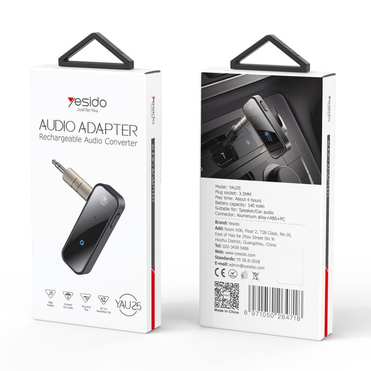 Adattatore trasmettitore audio AUX da 3,5 mm Yesido YAU25 Mini ricevitore Bluetooth wireless.