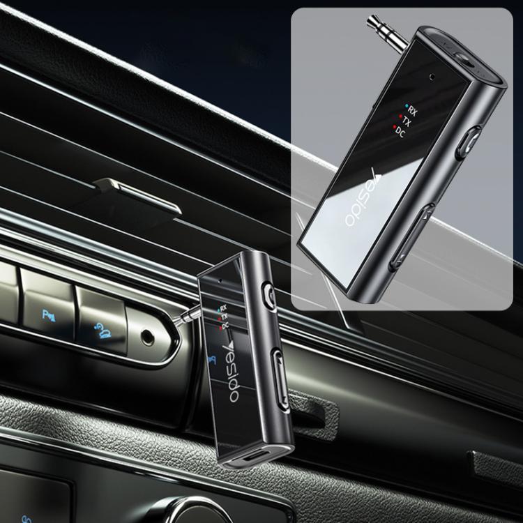 Adattatore wireless Yesido YAU41 2 in 1, adattatore audio AUX da 3,5 mm, trasmettitore e ricevitore Bluetooth 5.1 per auto.