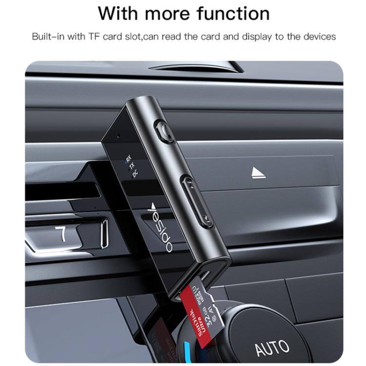 Adattatore wireless Yesido YAU41 2 in 1, adattatore audio AUX da 3,5 mm, trasmettitore e ricevitore Bluetooth 5.1 per auto.