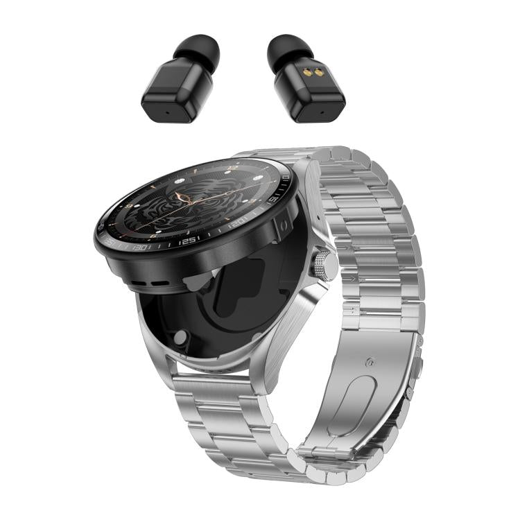 Smartwatch F36 con schermo HD da 1,46 pollici, auricolari wireless 2 in 1 e supporto per la connessione a due dispositivi.