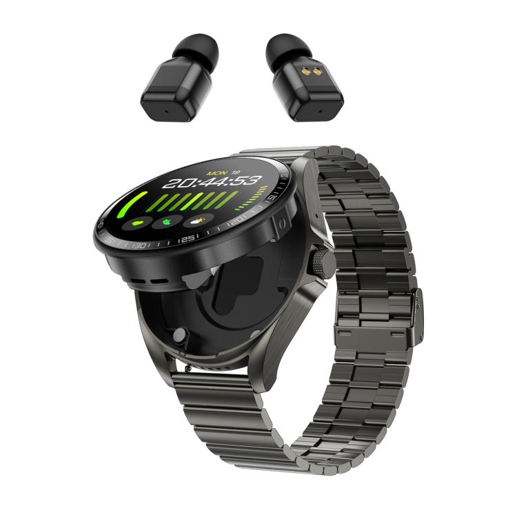 Smartwatch F36 con schermo HD da 1,46 pollici, auricolari wireless 2 in 1 e supporto per la connessione a due dispositivi.