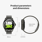 Smartwatch F36 con schermo HD da 1,46 pollici, auricolari wireless 2 in 1 e supporto per la connessione a due dispositivi.