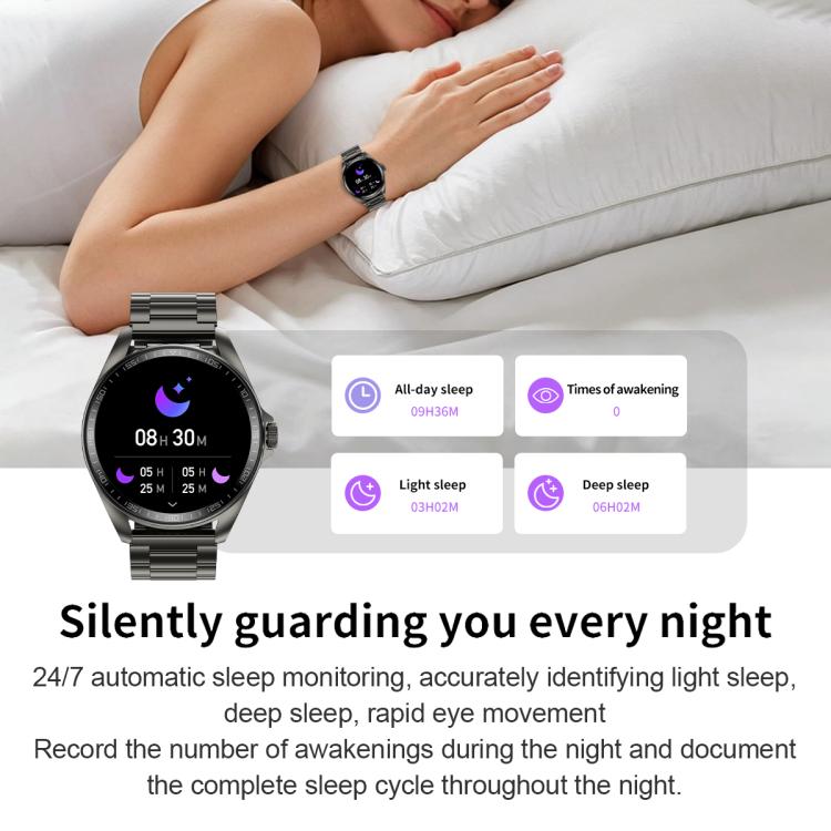 Smartwatch F36 con schermo HD da 1,46 pollici, auricolari wireless 2 in 1 e supporto per la connessione a due dispositivi.