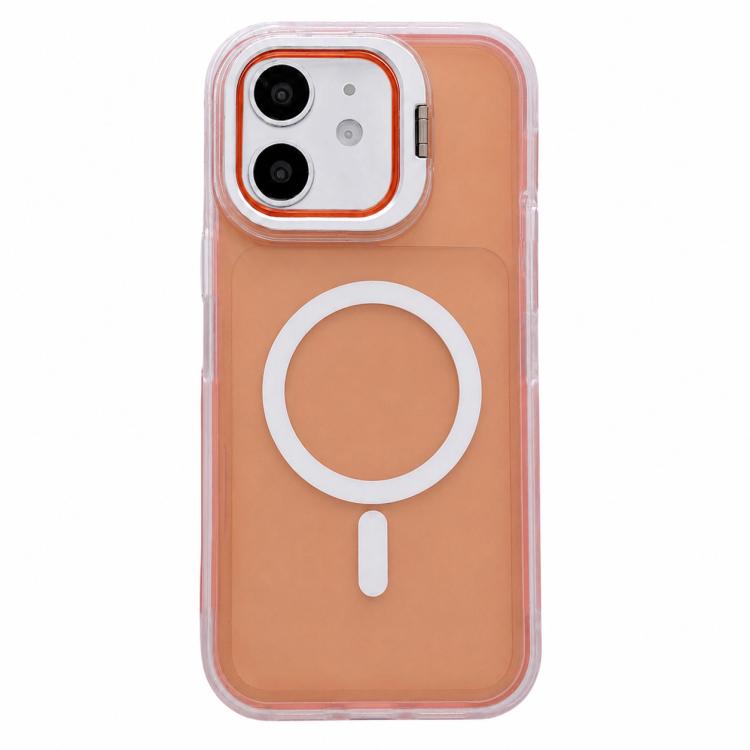 Custodia magnetica effetto pelle con supporto per obiettivo per iPhone 12 Pro
