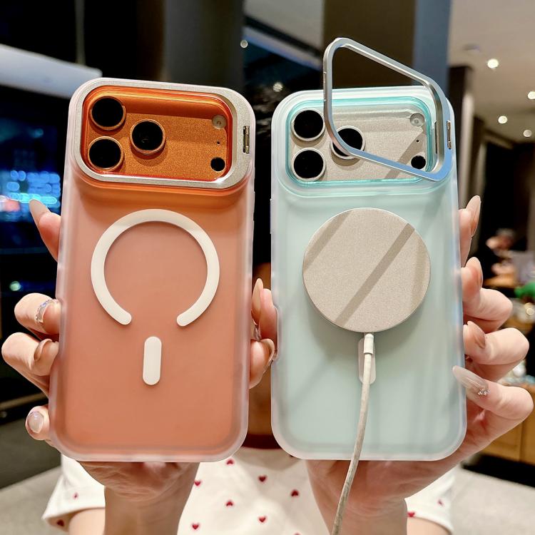 Custodia magnetica effetto pelle con supporto per obiettivo per iPhone 12 Pro