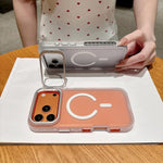 Custodia magnetica effetto pelle con supporto per obiettivo per iPhone 12 Pro