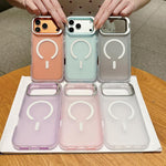Custodia magnetica effetto pelle con supporto per obiettivo per iPhone 12 Pro