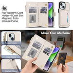 Portafoglio 2 in 1 con custodia magnetica e cerniera rimovibile per iPhone 14 e