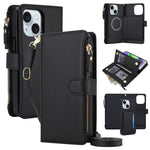Portafoglio 2 in 1 con custodia magnetica e cerniera rimovibile per iPhone 14 e