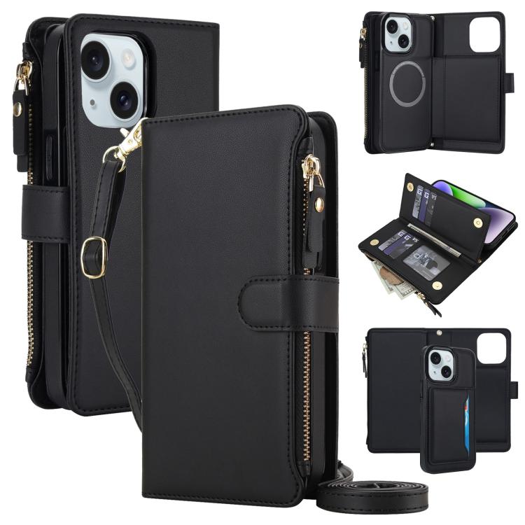 Portafoglio 2 in 1 con custodia magnetica e cerniera rimovibile per iPhone 14 e