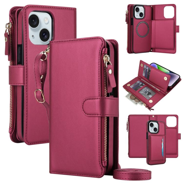 Portafoglio 2 in 1 con custodia magnetica e cerniera rimovibile per iPhone 14 e