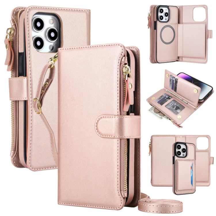 Portafoglio 2 in 1 con custodia magnetica e cerniera rimovibile per iPhone 14 e