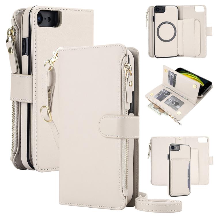 Portafoglio 2 in 1 con cerniera rimovibile e custodia magnetica per iPhone SE