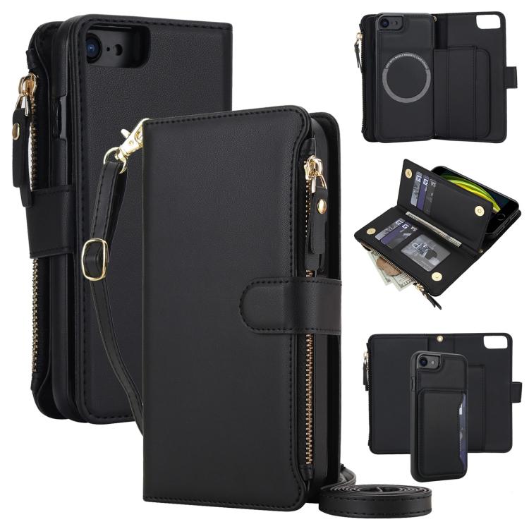 Portafoglio 2 in 1 con cerniera rimovibile e custodia magnetica per iPhone SE