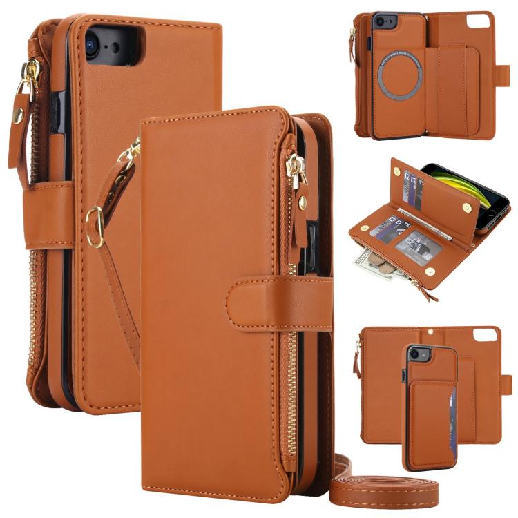 Portafoglio 2 in 1 con cerniera rimovibile e custodia magnetica per iPhone SE