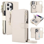 Portafoglio 2 in 1 con cerniera rimovibile e custodia magnetica per iPhone SE