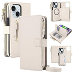 Portafoglio 2 in 1 con custodia magnetica e cerniera rimovibile per iPhone 13