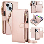 Portafoglio 2 in 1 con custodia magnetica e cerniera rimovibile per iPhone 13