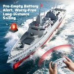 Il modello JJR/C S28 2.4GHz RC Destroyer supporta la funzione di spruzzo d'acqua.