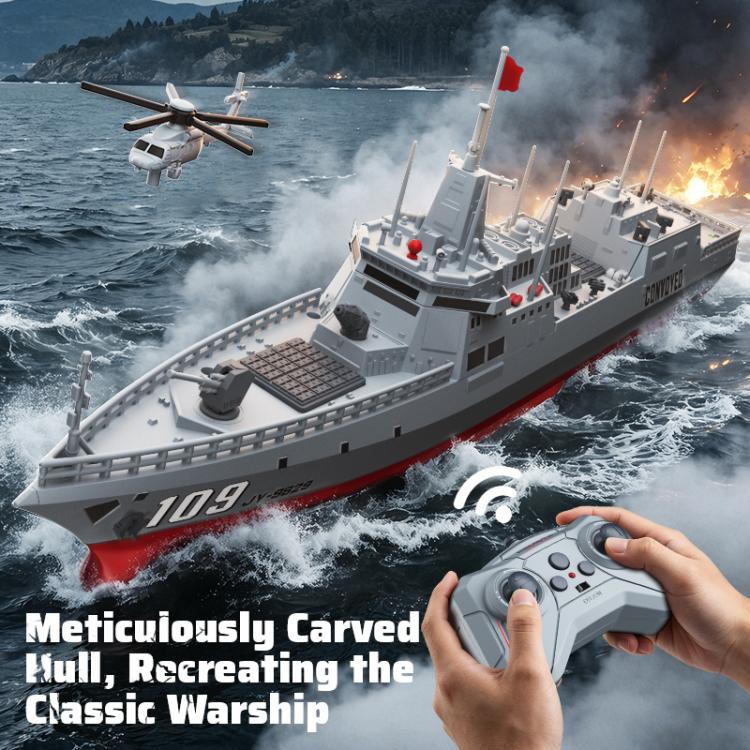 Il modello JJR/C S28 2.4GHz RC Destroyer supporta la funzione di spruzzo d'acqua.