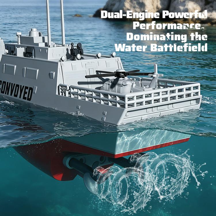 Il modello JJR/C S28 2.4GHz RC Destroyer supporta la funzione di spruzzo d'acqua.