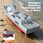 Il modello JJR/C S28 2.4GHz RC Destroyer supporta la funzione di spruzzo d'acqua.