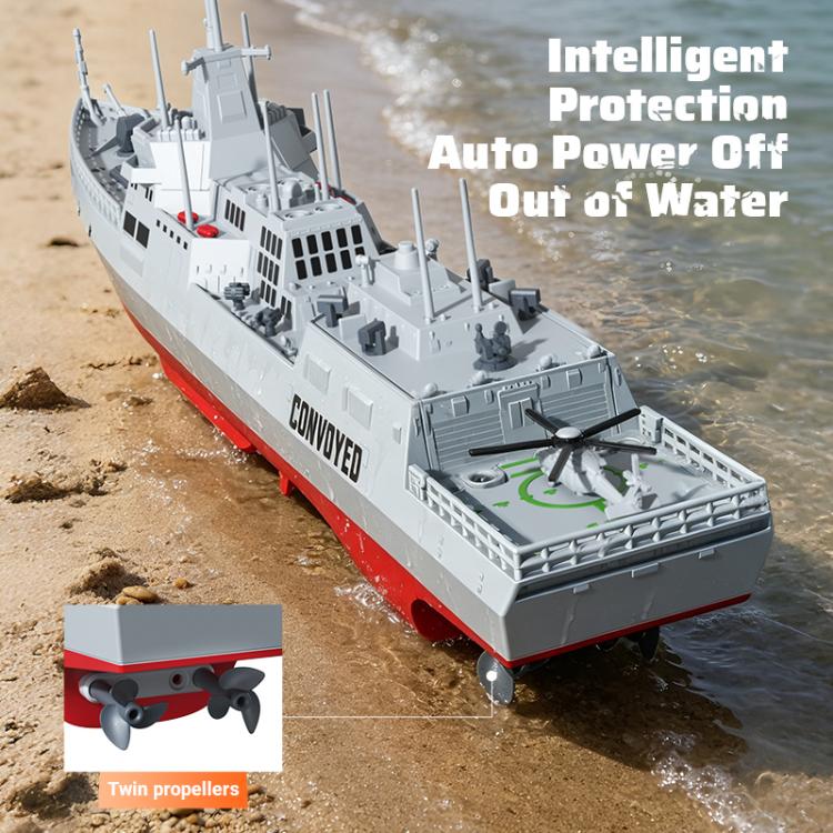 Il modello JJR/C S28 2.4GHz RC Destroyer supporta la funzione di spruzzo d'acqua.