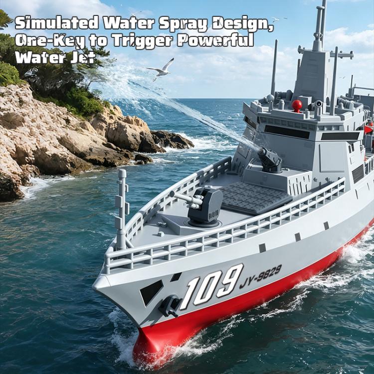 Il modello JJR/C S28 2.4GHz RC Destroyer supporta la funzione di spruzzo d'acqua.