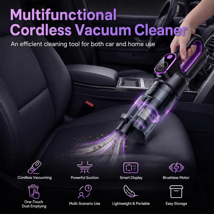Aspirapolvere portatile per auto SUITU Smart Brushless, Standard Version, with Extension Pole+Large Floor Brush