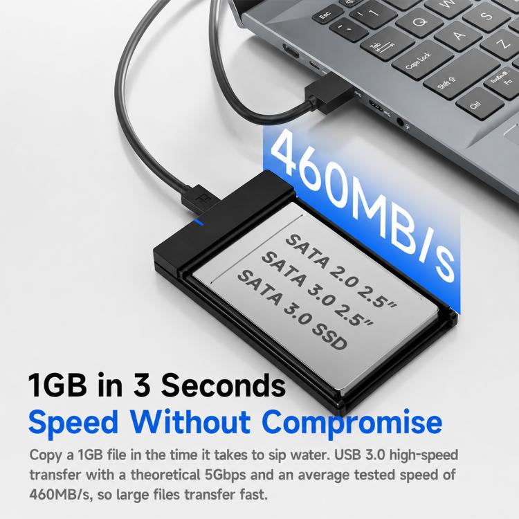 Box esterno per hard disk SATA 2,5" con cavo Type-C a USB-A