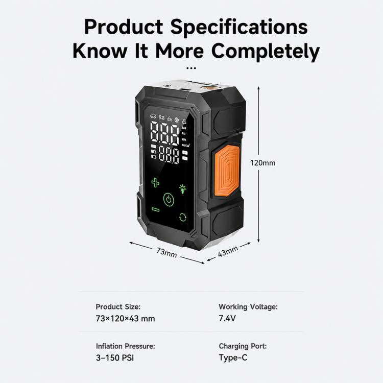 SUITU ZY-005B Pompa per pneumatici elettrica wireless a doppio schermo per auto, ZY-005B