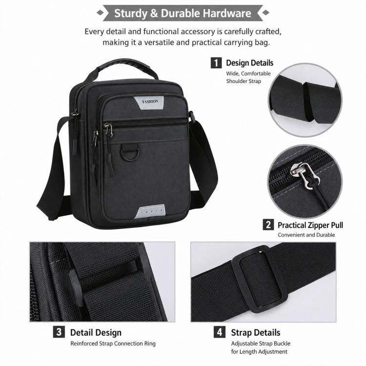Borsa a tracolla da uomo WEIXIER WDA3001, borsa a spalla in tessuto Oxford impermeabile di grande capacità