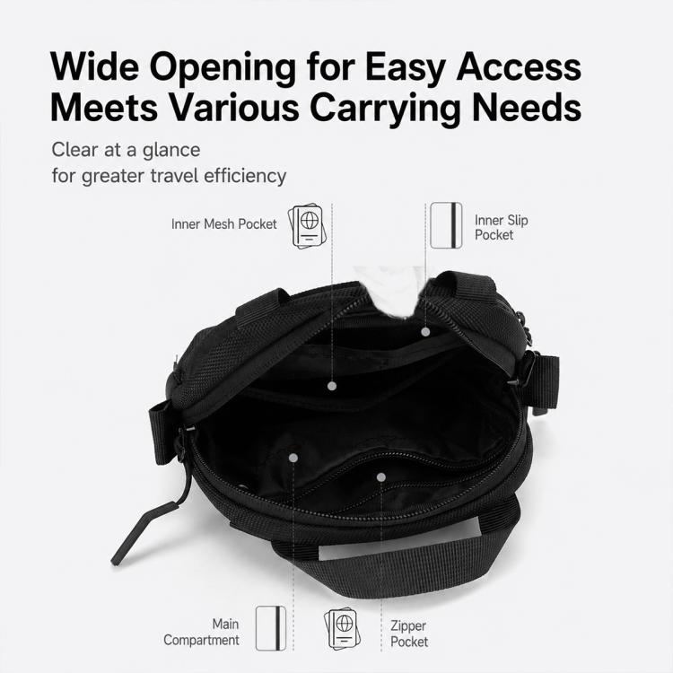 Borsa a tracolla da uomo WEIXIER WD8372, grande capacità, portatile, in nylon impermeabile.