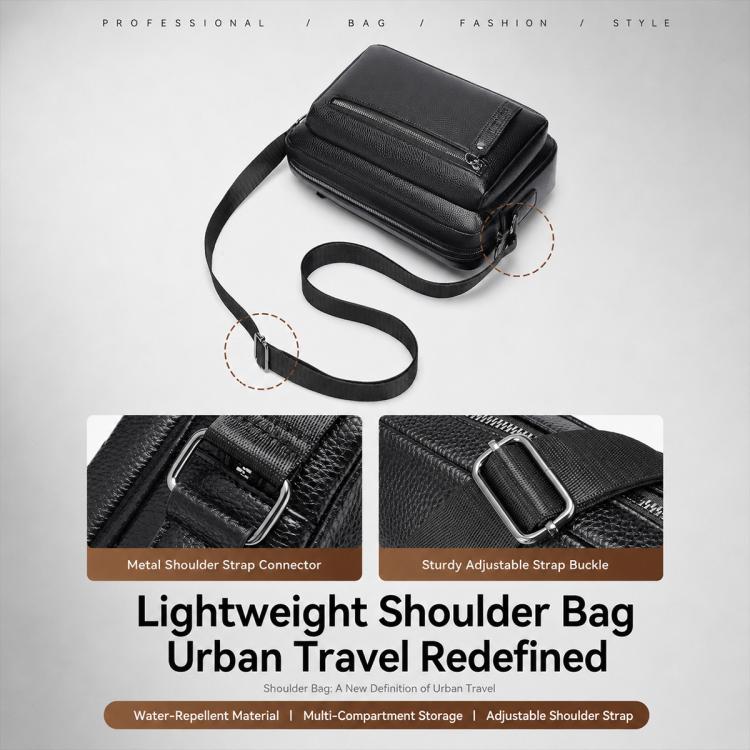 Borsa a tracolla WEIXIER D1228 con texture retrò effetto litchi, impermeabile e di grande capacità.