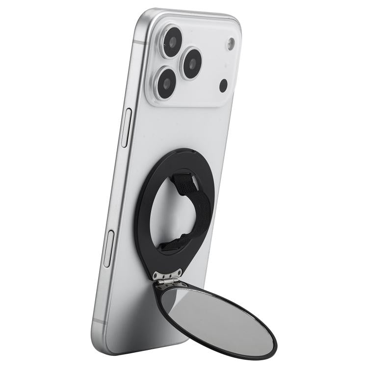 Supporto magnetico pieghevole per telefono con anello e specchietto