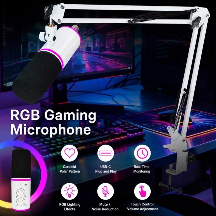 Microfono a condensatore USB-C XTUGA GV6 RGB per gaming - immagine 3