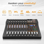 Mixer analogico XTUGA GP80 a 8 canali con Bluetooth e USB - immagine 3