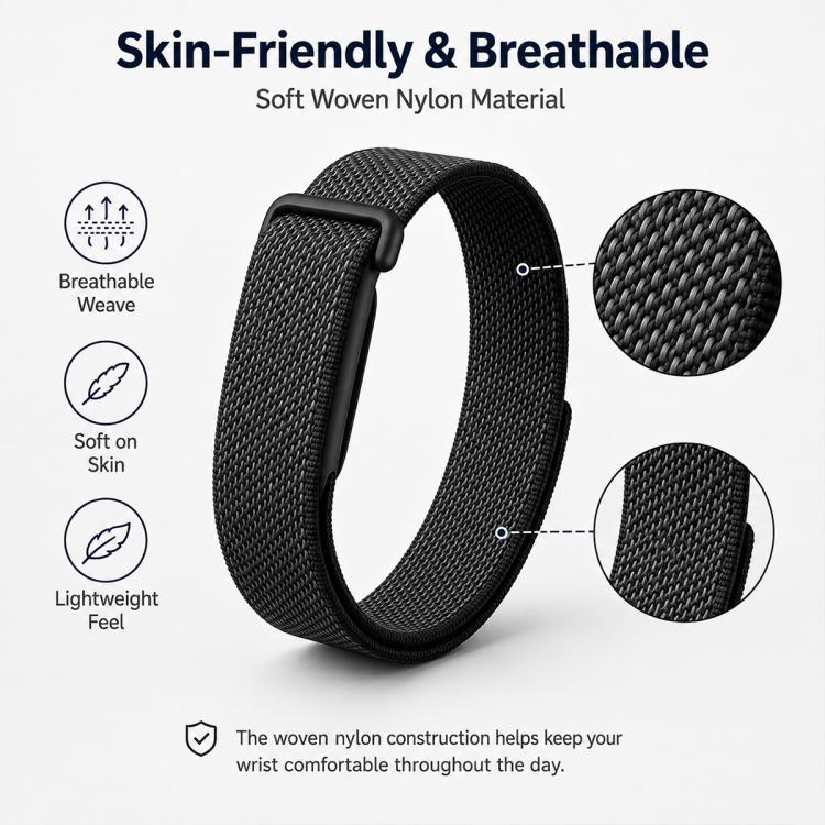 Cinturino per orologio xDfind in nylon intrecciato con chiusura a strappo., For Google Fitbit Air