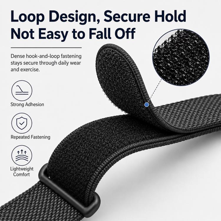 Cinturino per orologio xDfind in nylon intrecciato con chiusura a strappo., For Google Fitbit Air