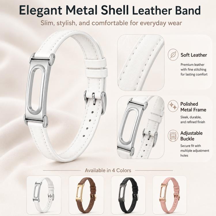 Cinturino per orologio da donna in pelle PU sottile con cassa in metallo integrata xDfind, For Google Fitbit Air