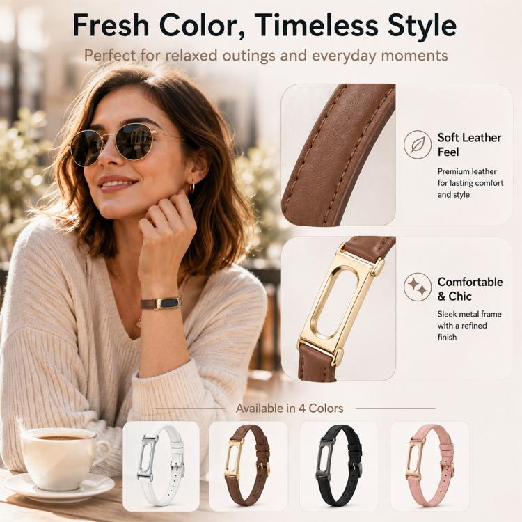 Cinturino per orologio da donna in pelle PU sottile con cassa in metallo integrata xDfind, For Google Fitbit Air