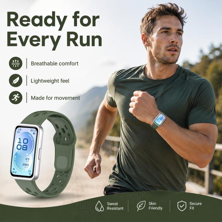 Cinturino per orologio in silicone traspirante a nido d'ape xDfind, For Huawei Band 11 Pro / 11 Pro NFC / 11